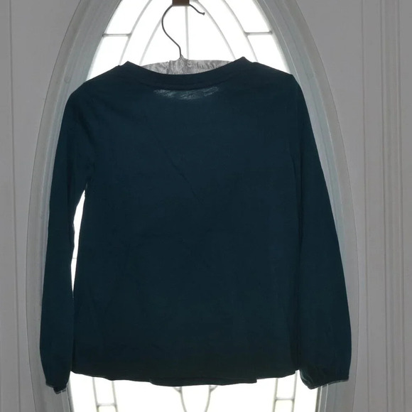Teal Green Blouse Cat & Jack Toddler Girls Eyelet Long Sleeve Size 5T - Picture 2 of 5